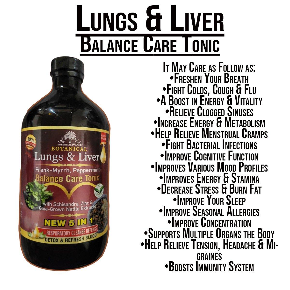 Lungs & Liver Balance Care Tonic (Frank-Myrrh, Peppermint) Respiratory Cleanse Defense -16 oz